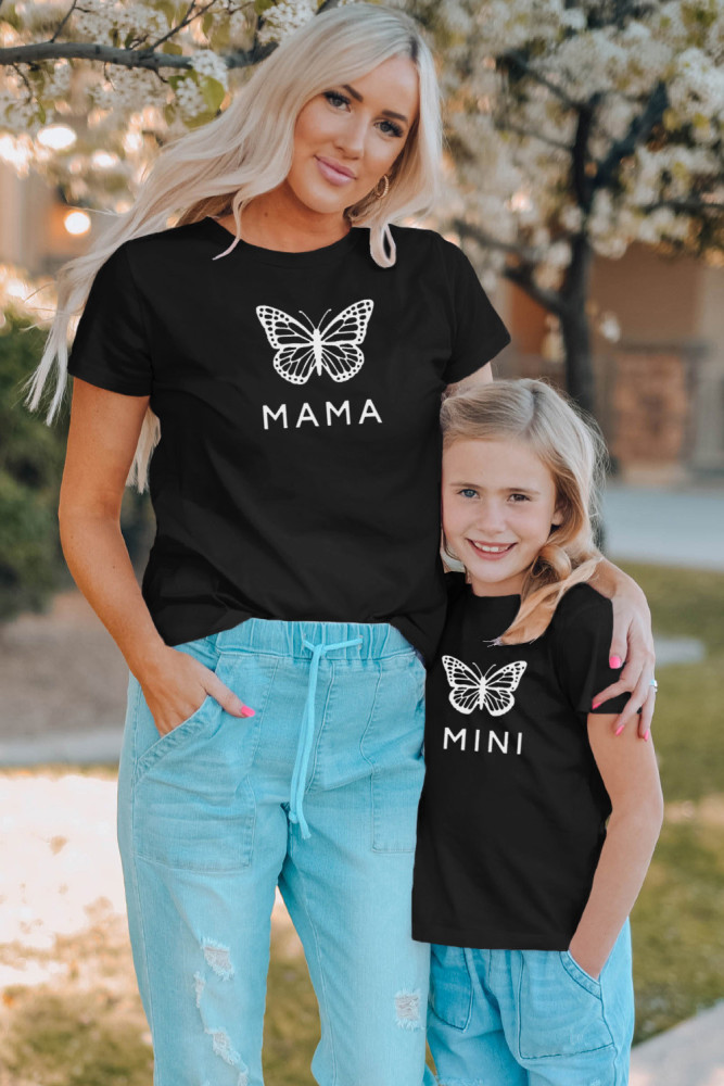 Girls Summer Tee Shirt MINI Butterfly Graphic Tee Family Outfits