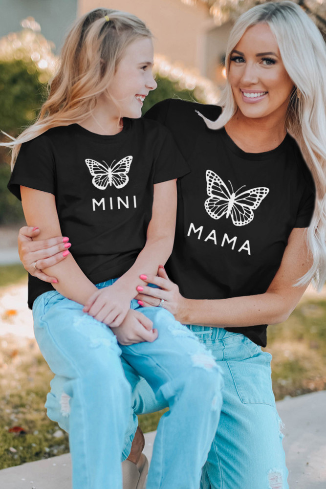 Girls Summer Tee Shirt MINI Butterfly Graphic Tee Family Outfits