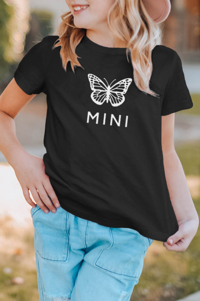 Girls Summer Tee Shirt MINI Butterfly Graphic Tee Family Outfits