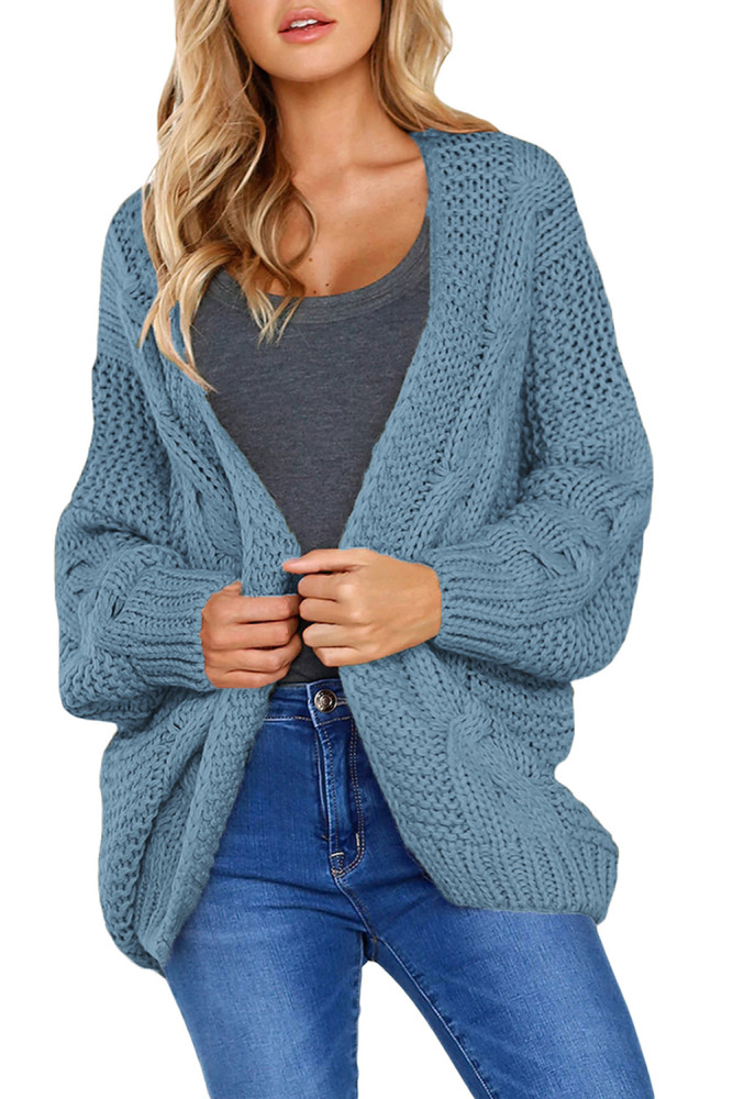 Open Front Chunky Long Sleeve Knit Cardigan