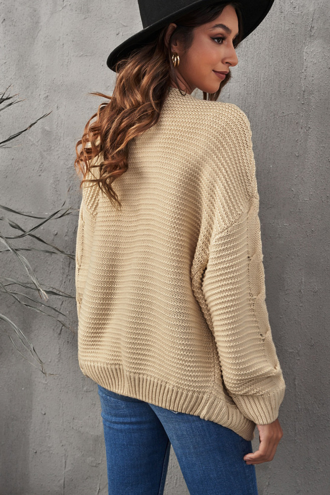 Open Front Chunky Long Sleeve Knit Cardigan
