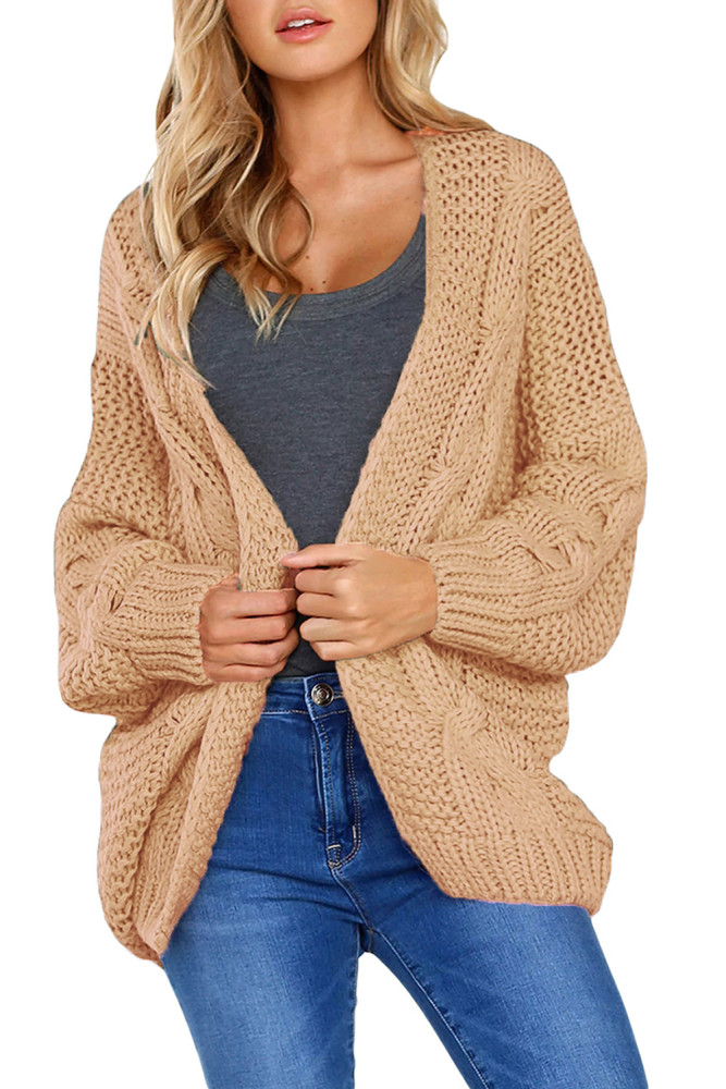 Open Front Chunky Long Sleeve Knit Cardigan