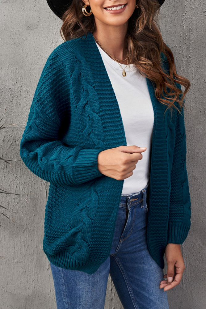 Open Front Chunky Long Sleeve Knit Cardigan