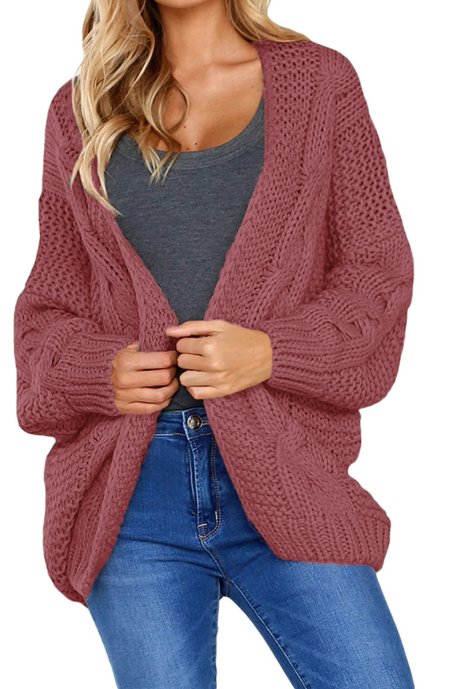 Open Front Chunky Long Sleeve Knit Cardigan