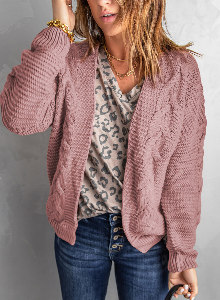 Open Front Chunky Long Sleeve Knit Cardigan
