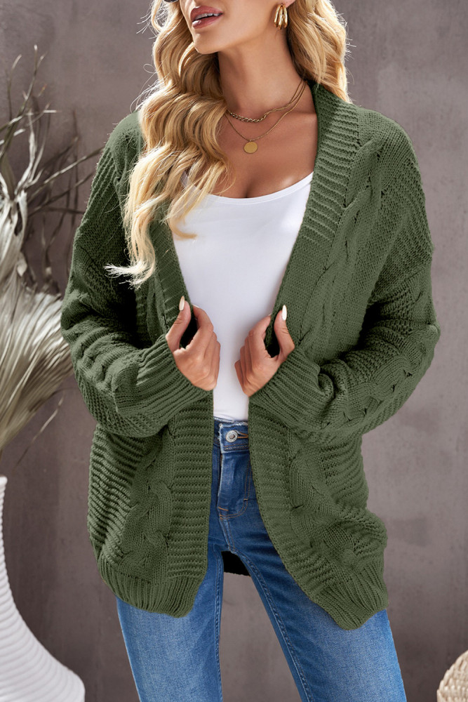 Open Front Chunky Long Sleeve Knit Cardigan