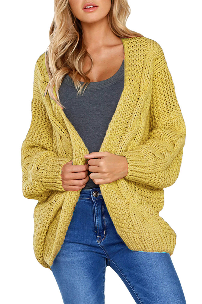 Open Front Chunky Long Sleeve Knit Cardigan