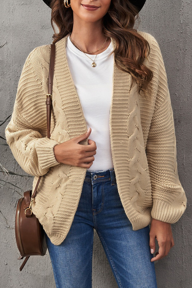 Open Front Chunky Long Sleeve Knit Cardigan