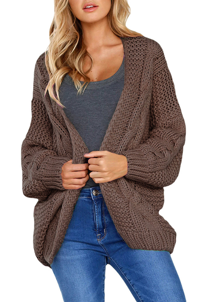 Open Front Chunky Long Sleeve Knit Cardigan