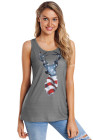 Stars And Stripes Tank Top Summer Sleeveless Top for Women
