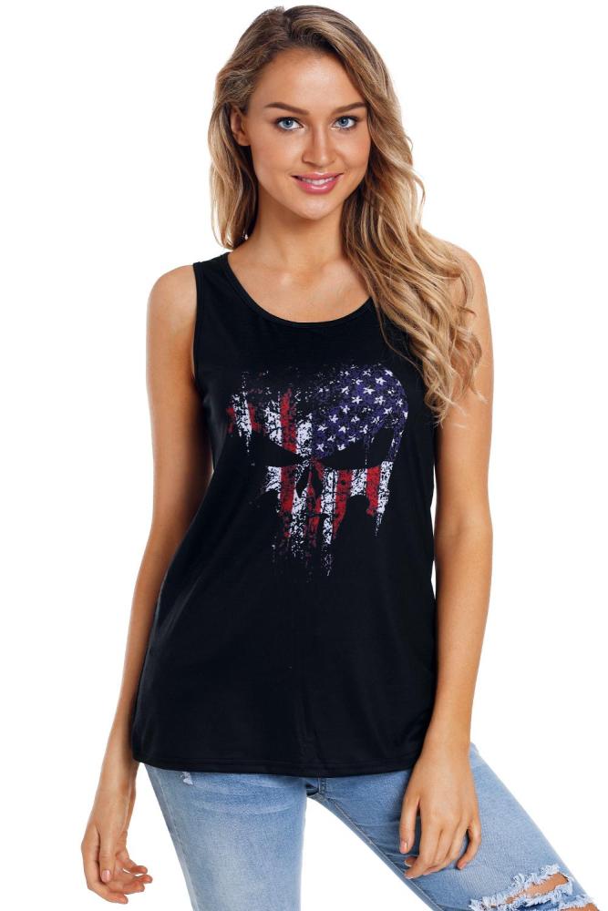 Stars And Stripes Tank Top Summer Sleeveless Top for Women
