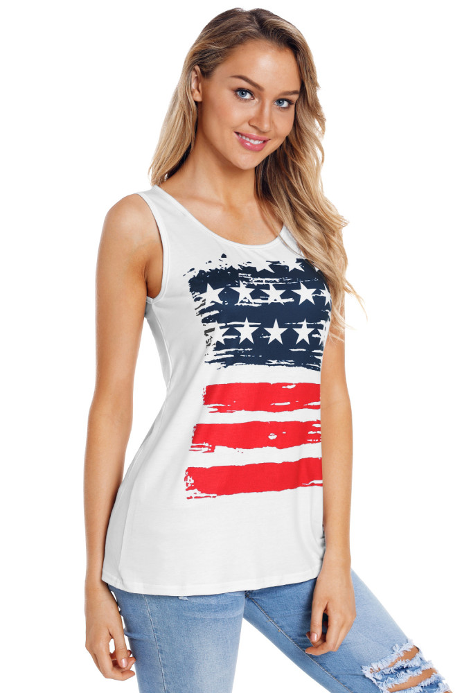 Stars And Stripes Tank Top Summer Sleeveless Top for Women