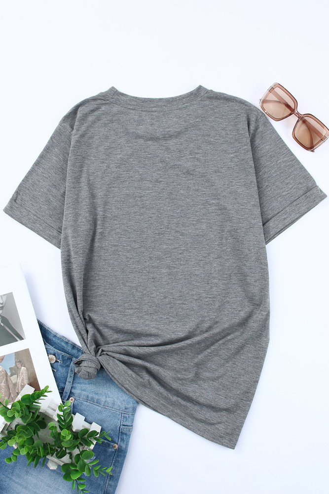 Womens America Flag Print Crewneck T-shirt Short Sleeve Tops