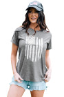 Womens America Flag Print Crewneck T-shirt Short Sleeve Tops