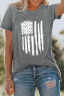 Womens America Flag Print Crewneck T-shirt Short Sleeve Tops