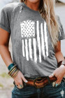 Womens America Flag Print Crewneck T-shirt Short Sleeve Tops