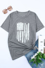 Womens America Flag Print Crewneck T-shirt Short Sleeve Tops