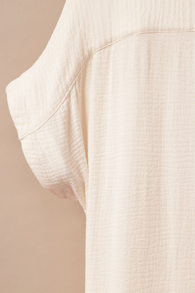 Crinkled Buttons Maxi Beach Dress with Slits Swimear Coverups