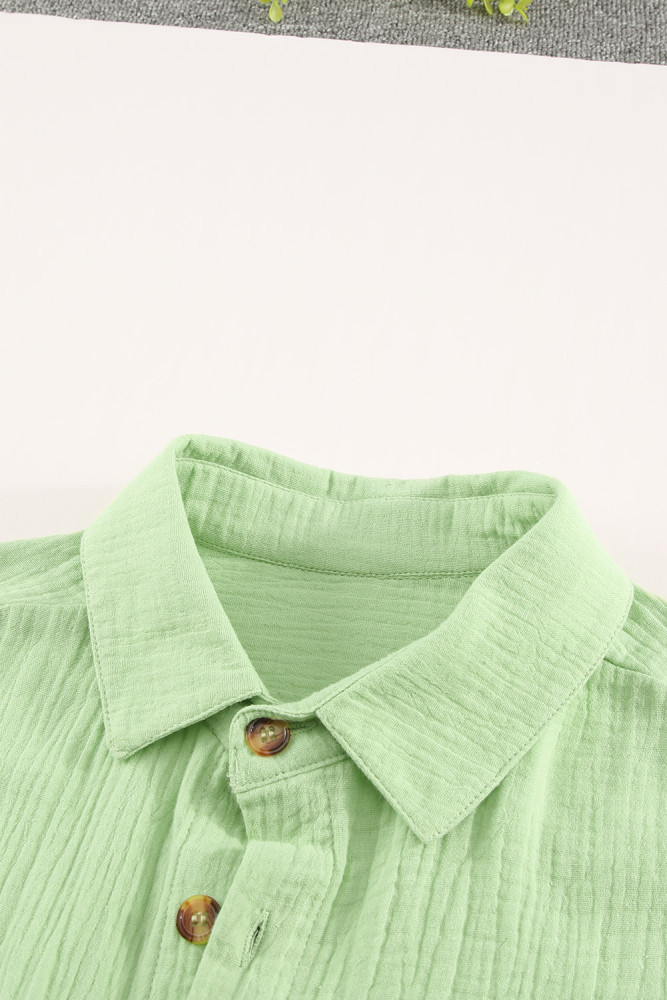 Crinkled Buttons Maxi Beach Dress with Slits Swimear Coverups