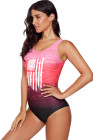 America Flag One Piece Swimsuit High Cut Bathing Suits Swimwear for Women