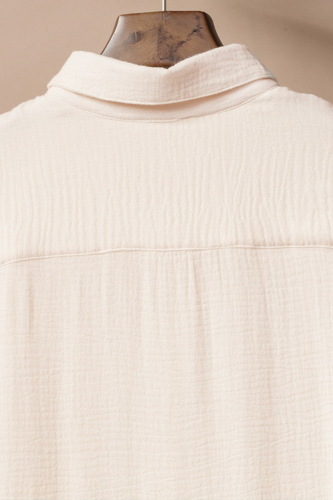 Crinkled Buttons Maxi Beach Dress with Slits Swimear Coverups