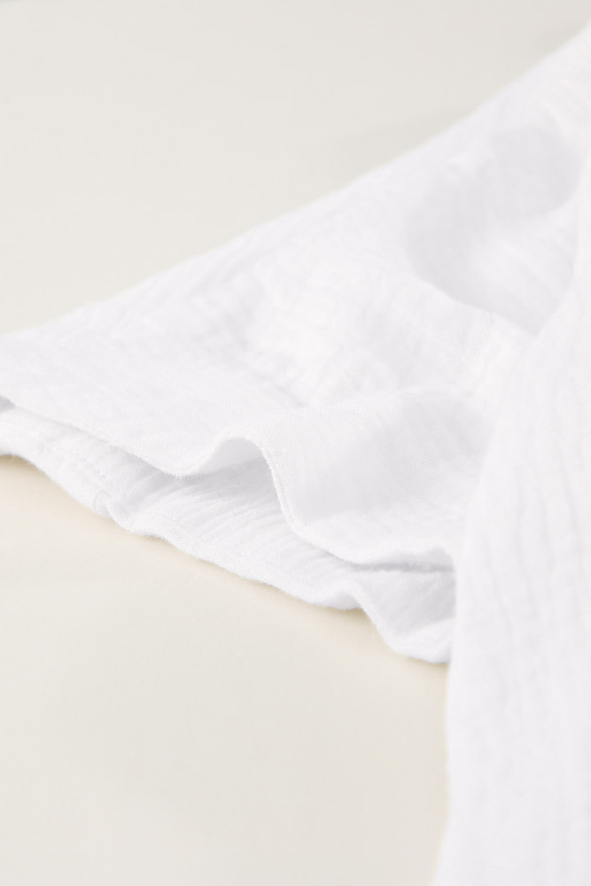 Crinkled Buttons Maxi Beach Dress with Slits Swimear Coverups