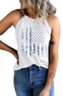 Floral American Flag Print Graphic Tank Top Patriotic Blouse T-Shirt Tops