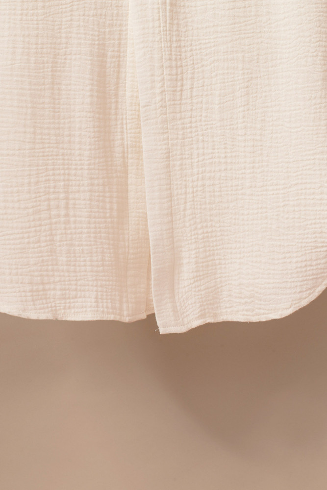 Crinkled Buttons Maxi Beach Dress with Slits Swimear Coverups