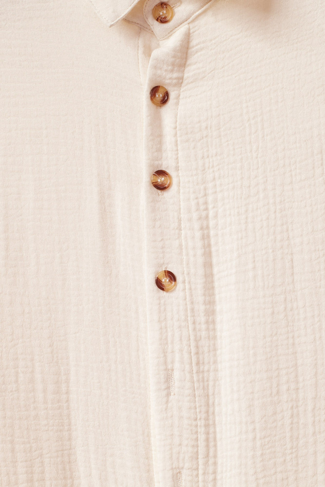 Crinkled Buttons Maxi Beach Dress with Slits Swimear Coverups