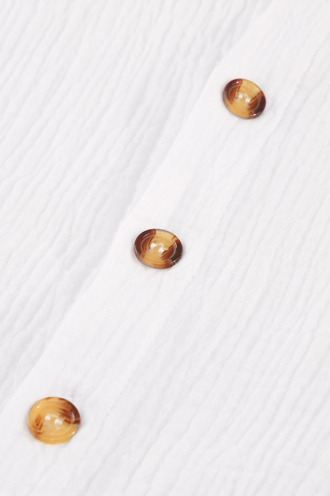 Crinkled Buttons Maxi Beach Dress with Slits Swimear Coverups