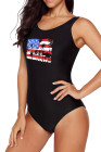 America Flag One Piece Swimsuit High Cut Bathing Suits Swimwear for Women