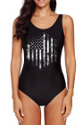 America Flag One Piece Swimsuit High Cut Bathing Suits Swimwear for Women
