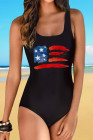 America Flag One Piece Swimsuit High Cut Bathing Suits Swimwear for Women