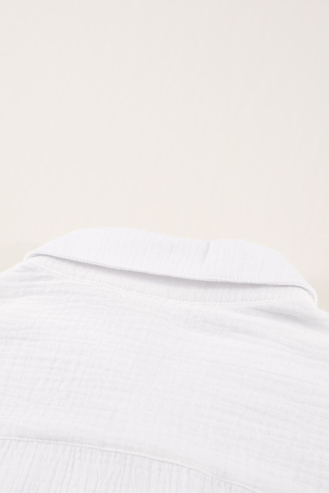 Crinkled Buttons Maxi Beach Dress with Slits Swimear Coverups