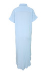 Crinkled Buttons Maxi Beach Dress with Slits Swimear Coverups