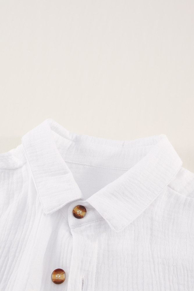 Crinkled Buttons Maxi Beach Dress with Slits Swimear Coverups