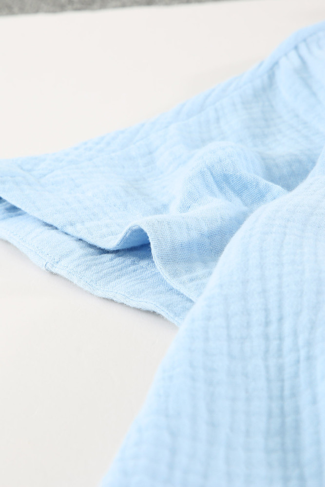 Crinkled Buttons Maxi Beach Dress with Slits Swimear Coverups