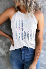 Floral American Flag Print Graphic Tank Top Patriotic Blouse T-Shirt Tops