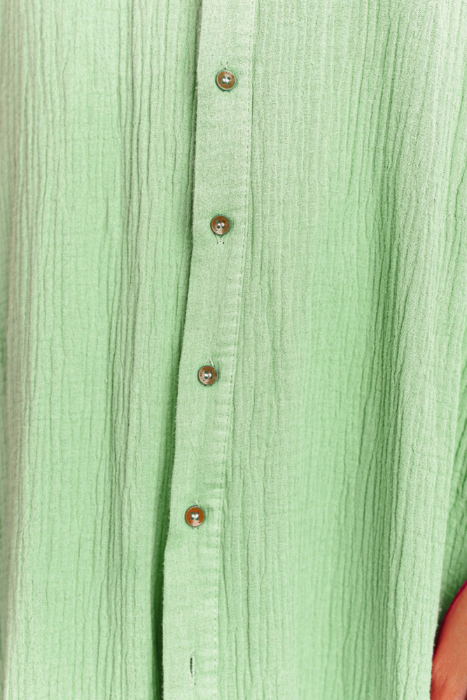 Crinkled Buttons Maxi Beach Dress with Slits Swimear Coverups