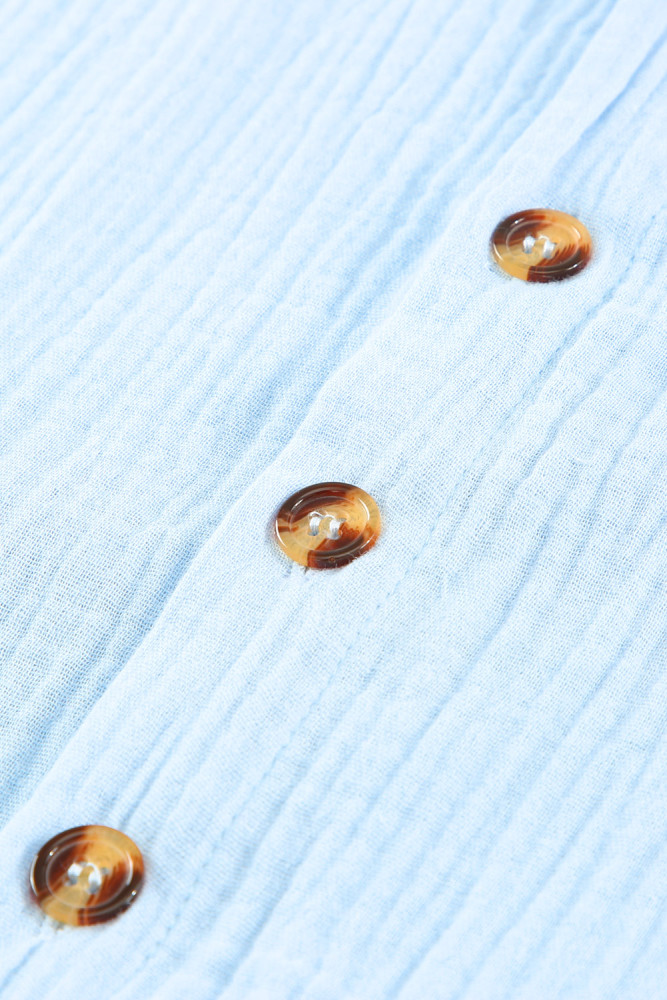 Crinkled Buttons Maxi Beach Dress with Slits Swimear Coverups