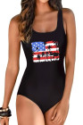 America Flag One Piece Swimsuit High Cut Bathing Suits Swimwear for Women