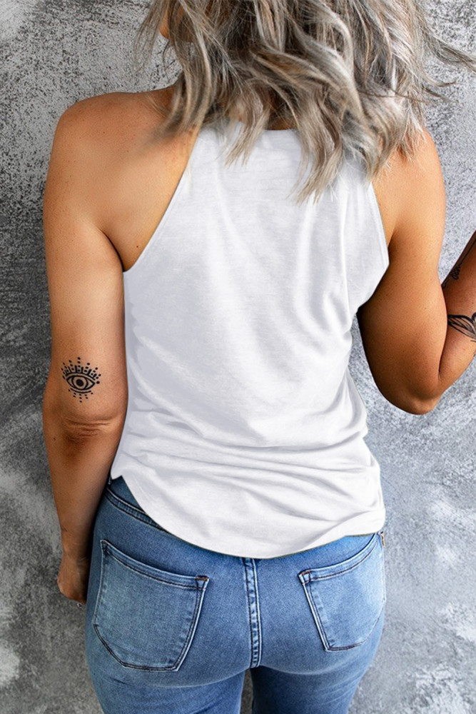 Floral American Flag Print Graphic Tank Top Patriotic Blouse T-Shirt Tops