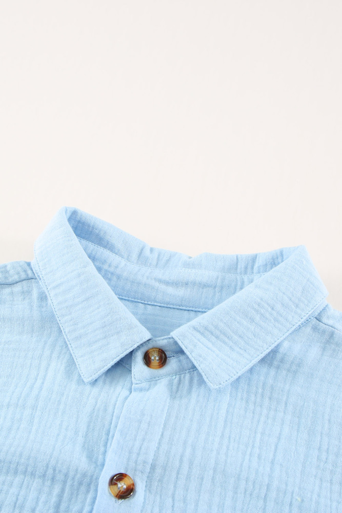 Crinkled Buttons Maxi Beach Dress with Slits Swimear Coverups