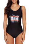 America Flag One Piece Swimsuit High Cut Bathing Suits Swimwear for Women