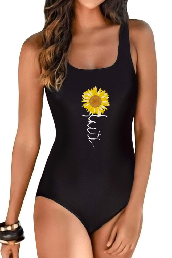 America Flag One Piece Swimsuit High Cut Bathing Suits Swimwear for Women