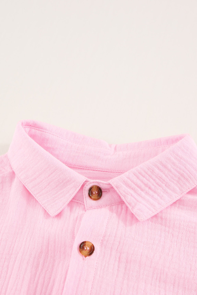 Crinkled Buttons Maxi Beach Dress with Slits Swimear Coverups