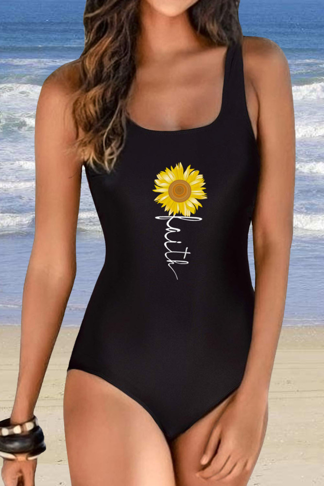 America Flag One Piece Swimsuit High Cut Bathing Suits Swimwear for Women