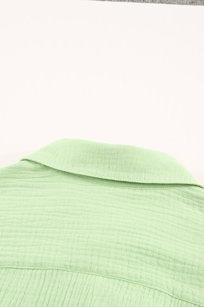 Crinkled Buttons Maxi Beach Dress with Slits Swimear Coverups