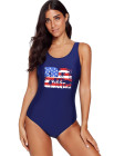 America Flag One Piece Swimsuit High Cut Bathing Suits Swimwear for Women
