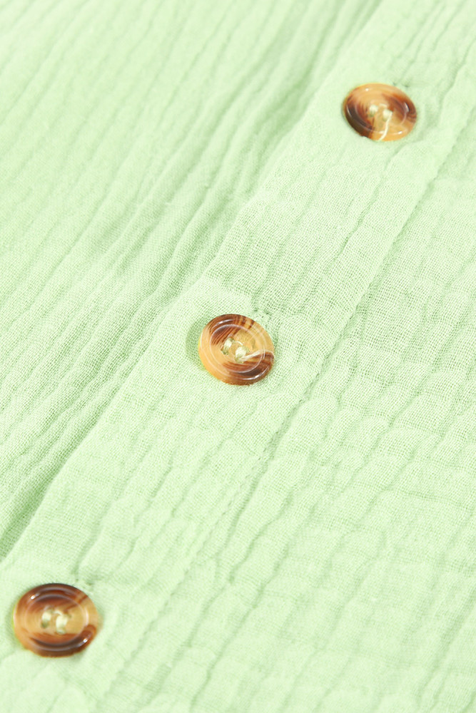 Crinkled Buttons Maxi Beach Dress with Slits Swimear Coverups